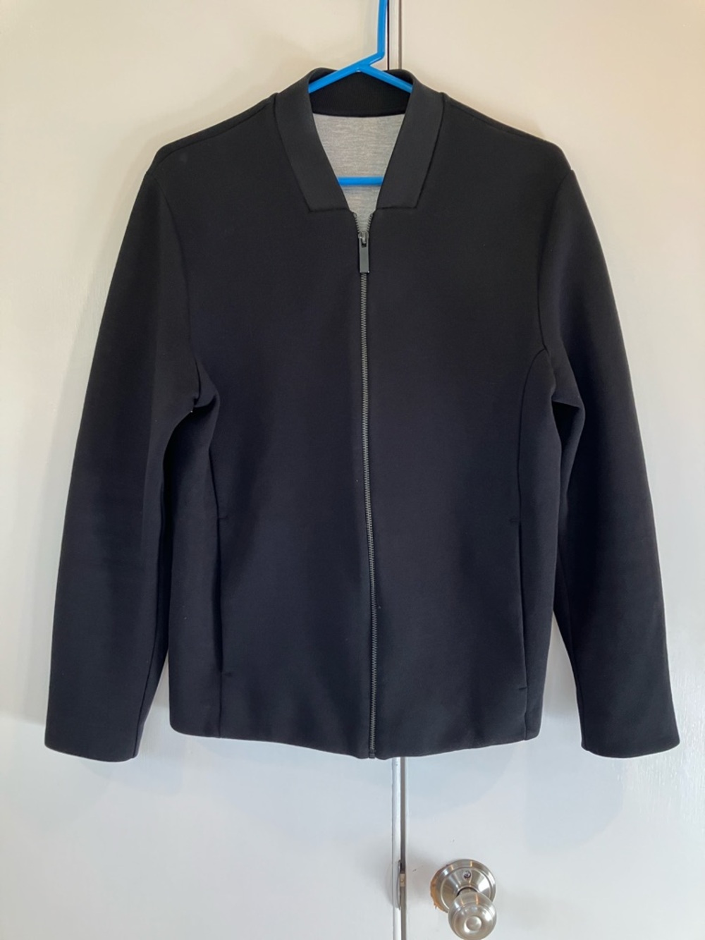 COS Black womens Zip-Up knit Bomber Jacket Sweater